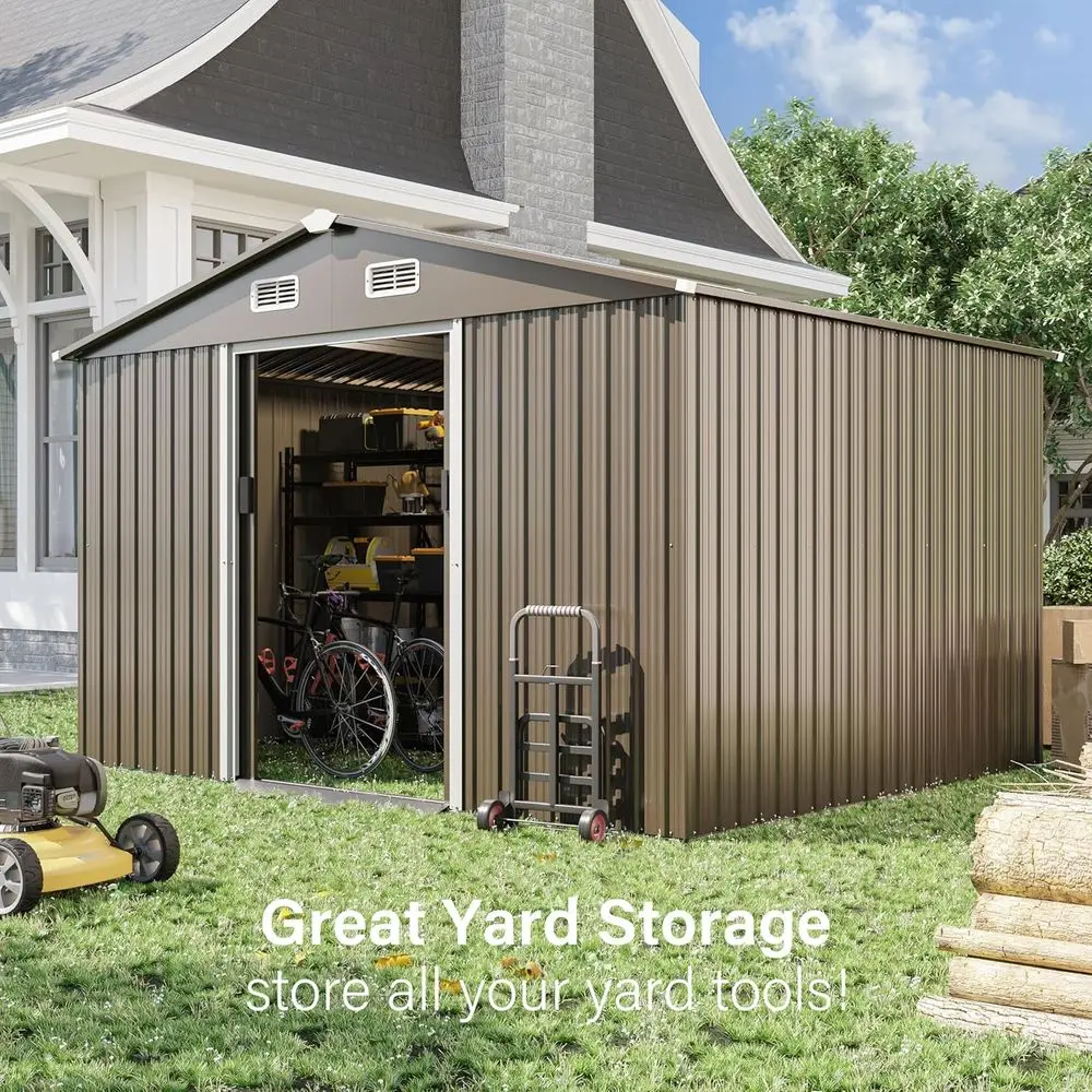 مخزن معدني خارجي 10T x 8T مع ب - مراجعة Gardening Tools Of وسعره